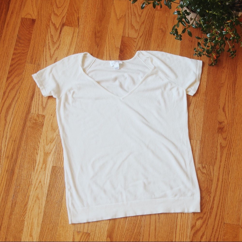 Ann Taylor LOFT V neck beige shirt